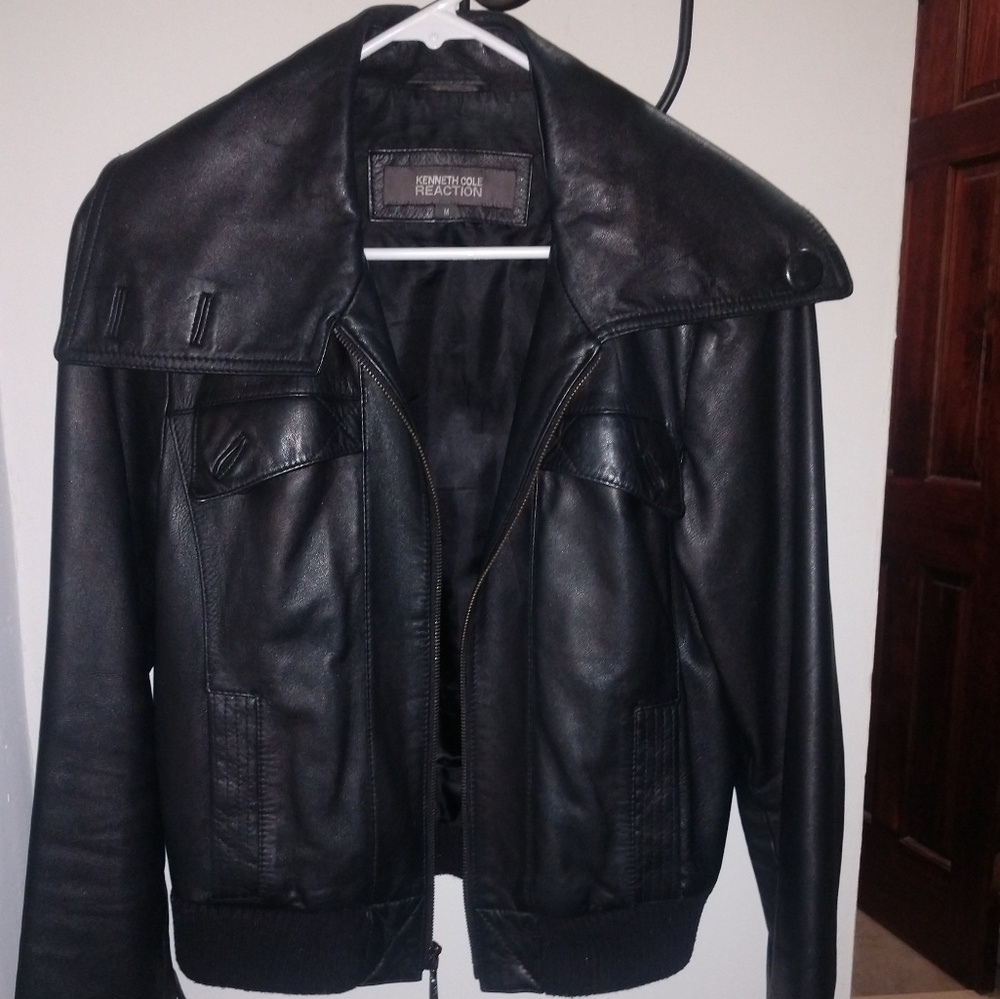 Kenneth Cole Leather Bomber Jacket